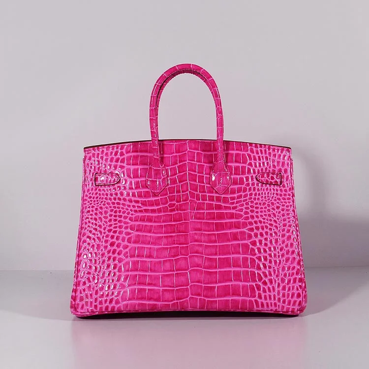 Hermes Birkin 35cm Crocodile Leather Handbag Rose Gold