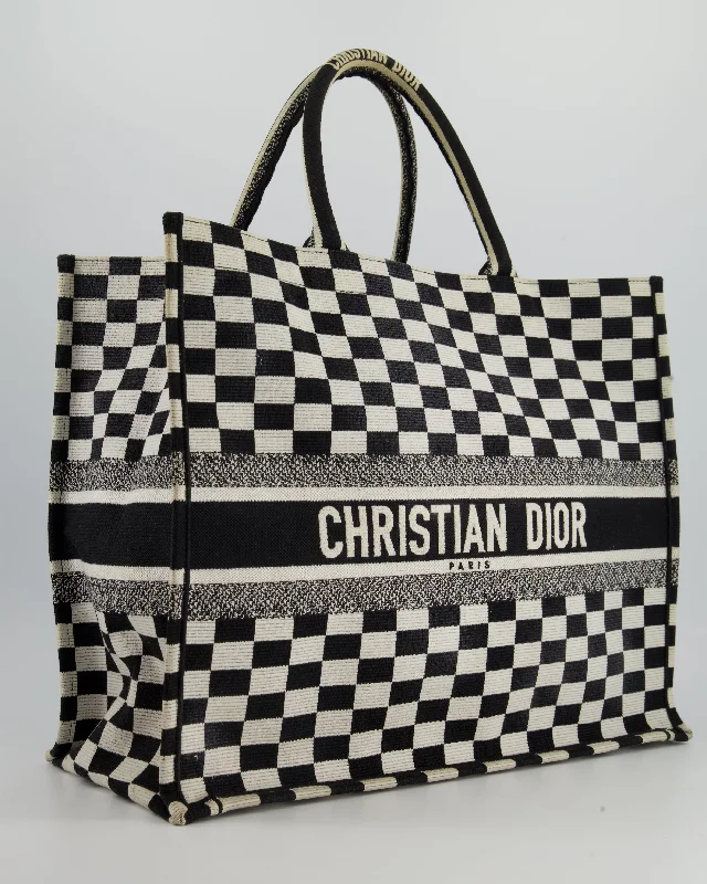 Christian Dior Large Black and White Chequered Book Tote Bag RRP £2,550