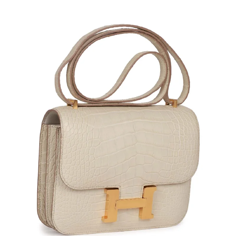 Hermes Constance 18 Beton Matte Alligator Mississippiensis Gold Hardware