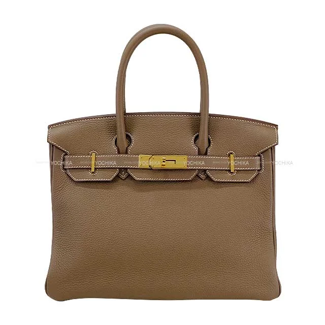 HERMES Handbag Birkin30 Etoupe Veau Togo Gold HW Stamp