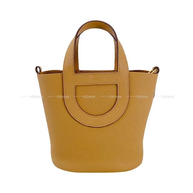 HERMES Handbag In the Loop 18 Biscuit Taurillon Clemence/Veau Swift Gold HW Stamp