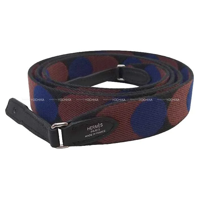 HERMES shoulder strap Bandouliere 25mm 105cm Bandouliere 25mm 110cm for To go series Flipperball Noir (Black)/Bleu Saphir Toile/Swift Silver HW Stamp