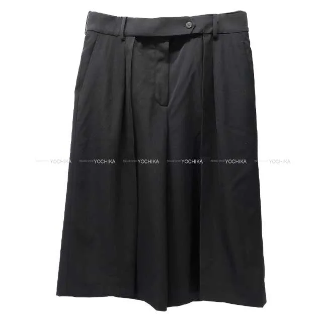 2018SS HERMES Pants Ladies Pleats Pants Asia Fit Noir (Black) wool kavan 40