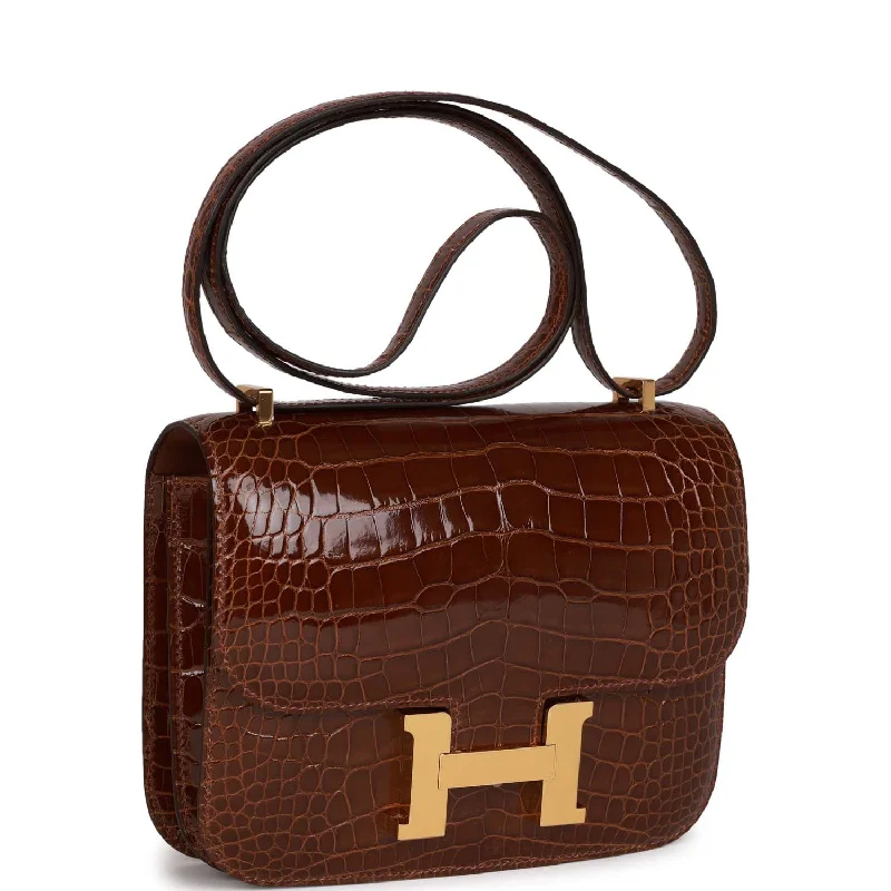 Hermes Constance 18 Miel Shiny Alligator Gold Hardware