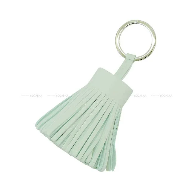 HERMES key ring Carmen Vert Peppermint Agneau Milo Silver HW Stamp