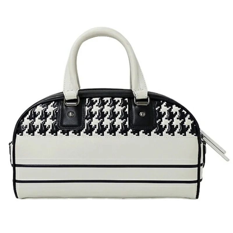 CHRISTIAN DIOR Bag Ladies Handbag Shoulder 2way Vibe Small Leather Black White Houndstooth Bicolor