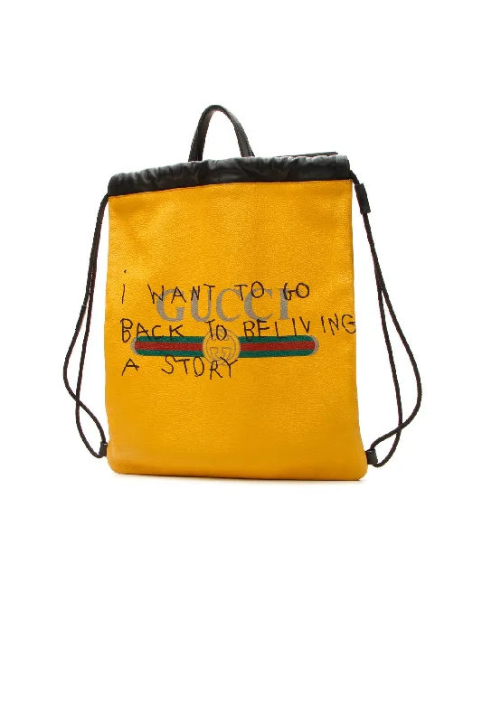 Coco Capitan Logo Drawstring Backpack - Yellow