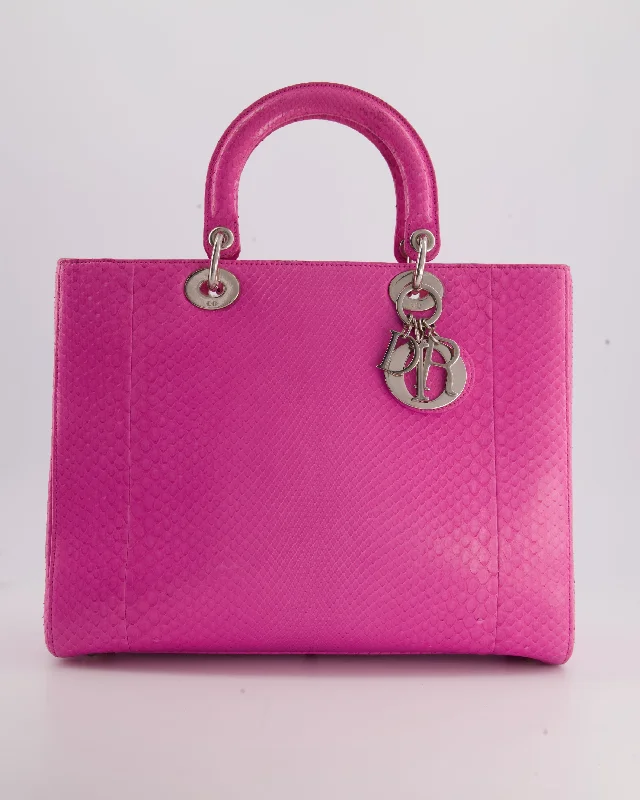 Christian Dior Large Pink Python Lady Dior Bag with Silver Hardware RRP £5600