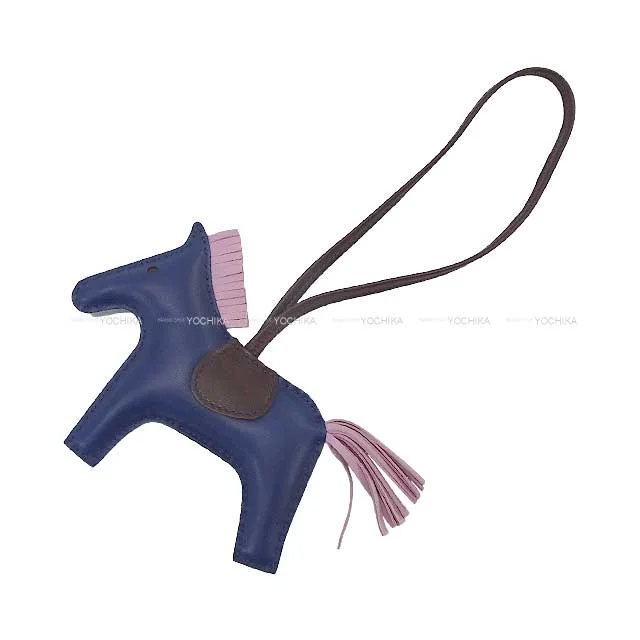 HERMES bag charm Rodeo MM Bleu Saphir/Mauve sylvestre/Rouge Sellier Agneau Milo/Veau Swift Stamp