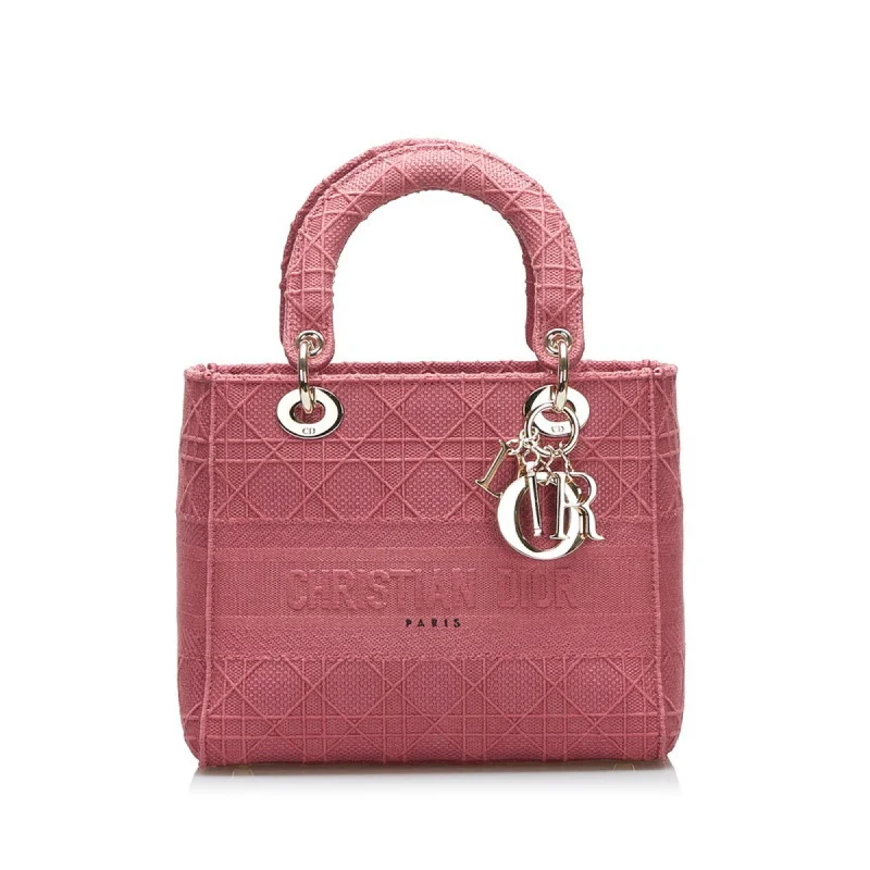 CHRISTIAN DIOR Dior Canage Lady Delight Handbag Shoulder Bag Pink Canvas Ladies