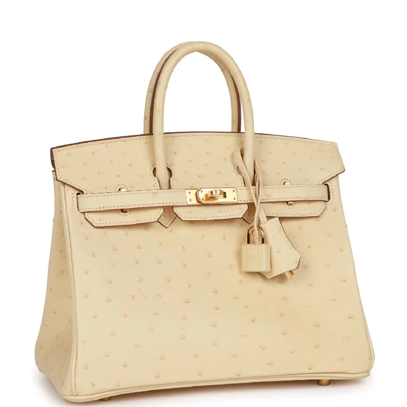 Hermes Birkin 25 Vanille Ostrich Boreal Gold Hardware