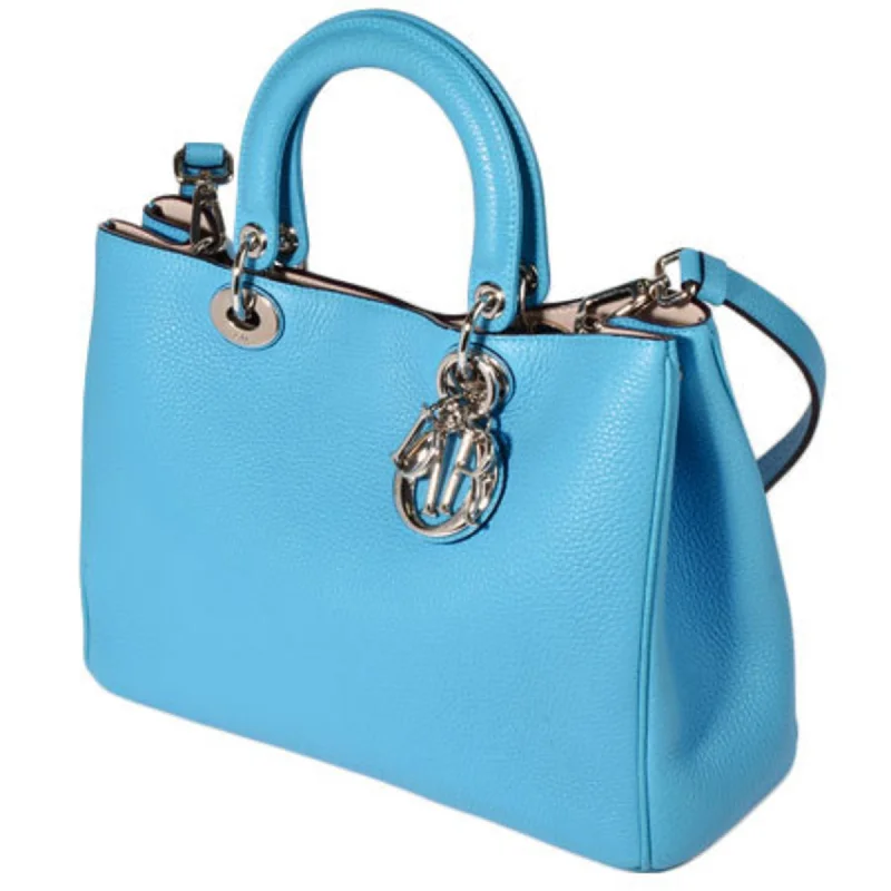 Christian Dior Diorissimo Strap Attached 2Way Handbag Blue Leather