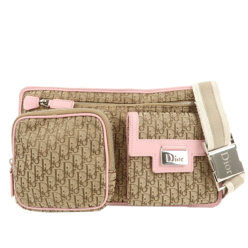 Christian Dior Trotter Canvas Leather Waist Bag Beige Pink