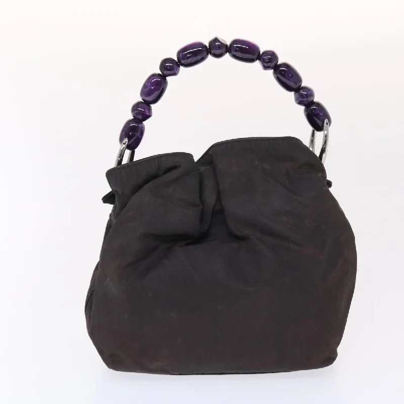 CHRISTIAN DIOR Maris Pearl Hand Bag Nylon Purple  yb286