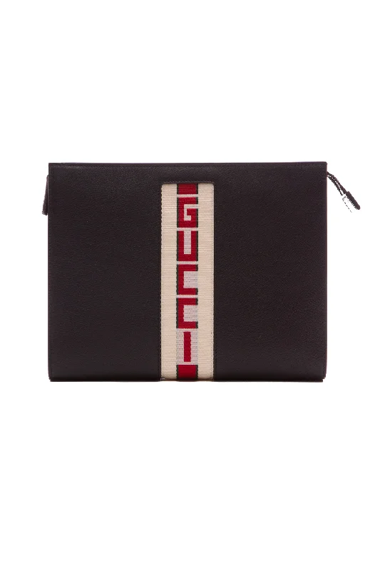 Logo Stripe Zip Pouch