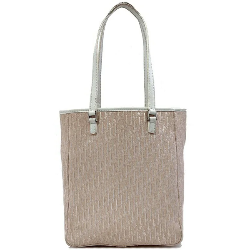 Christian Dior Tote Bag Pink White Trotter 05RU Canvas Leather Ladies CD