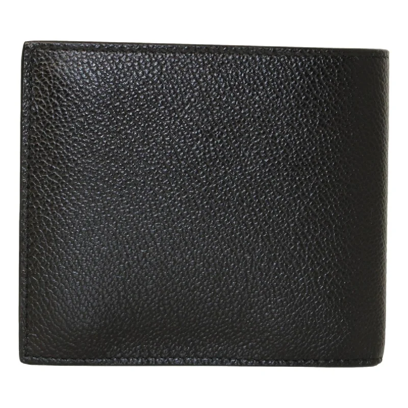 Prada Black Navy Vitello Micro Grain Leather Bifold Wallet 2MO738