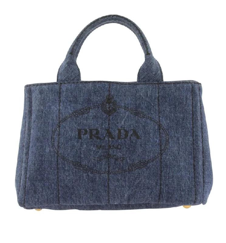 Prada Canapa Mini Blue Denim Tote