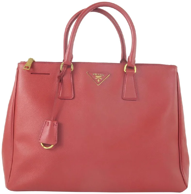 Prada Galleria Double Lux Medium Saffiano Leather Red Calfskin Tote