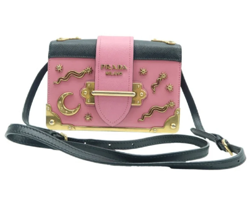 Prada Cahier Pink & Black Leather Shoulder Bag