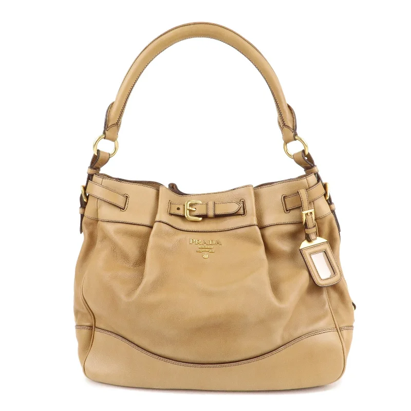 PRADA Leather One Shoulder Bag Brown