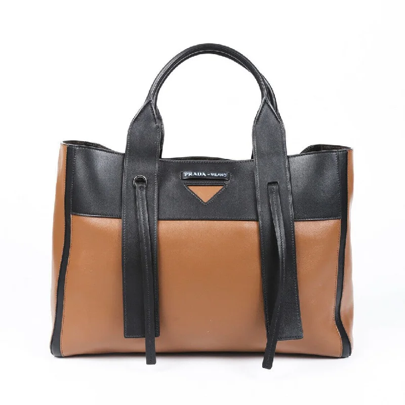 Prada Large Ouverture Brown Leather Tote Bag