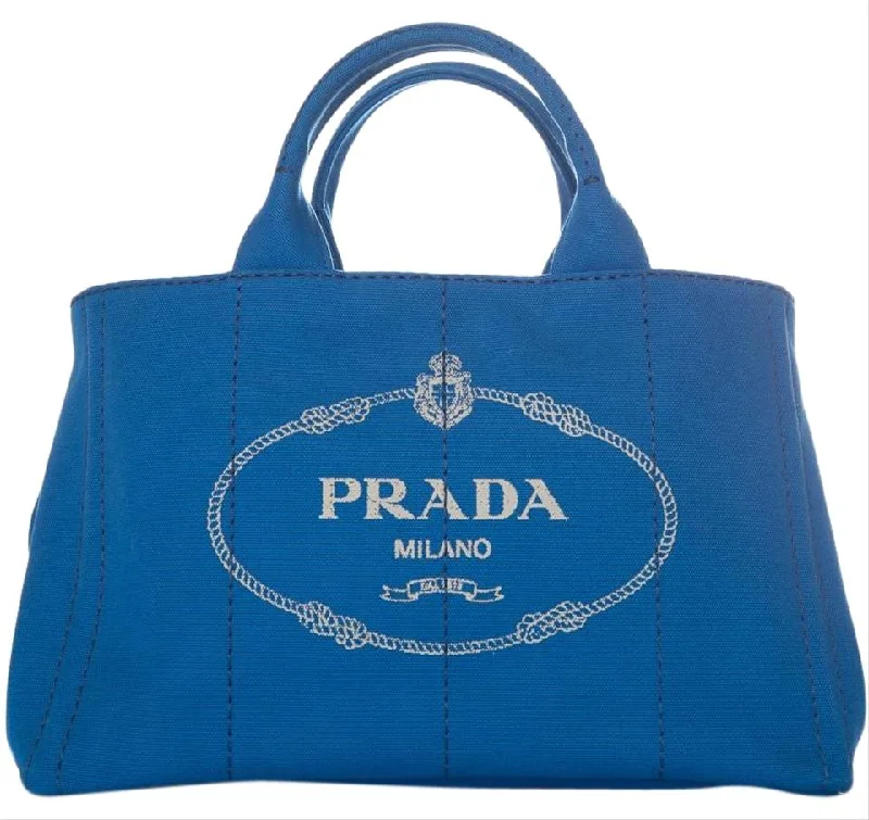 Prada Canapa Handle Blue Canvas Tote