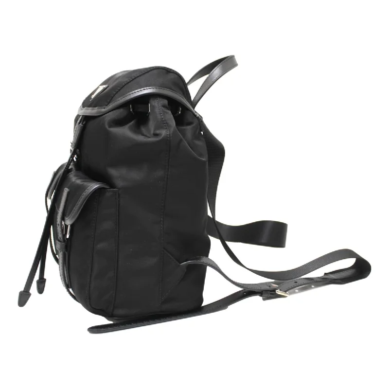 Prada Black Tessuto Nylon Soft Calf Leather Adjustable Backpack 1BZ677