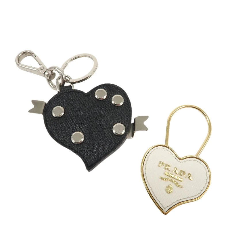 PRADA Set of 2 Metal Leather Key Chain Key Charm 1PP047 2AR237