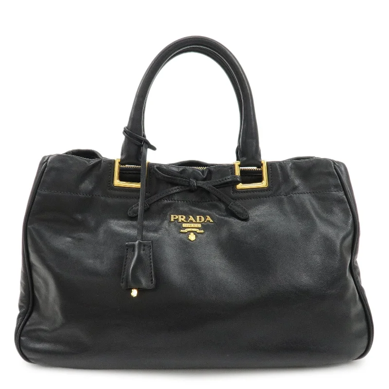 PRADA Leather Ribbon 2way Bag Hand Bag Black BN2244