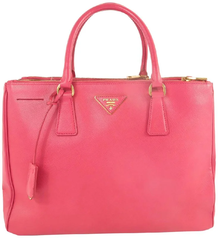 Prada Galleria Double Lux Medium Saffiano Pink Calfskin Tote