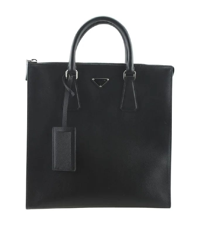 Prada 2vg079 Saffiano Black Leather Tote