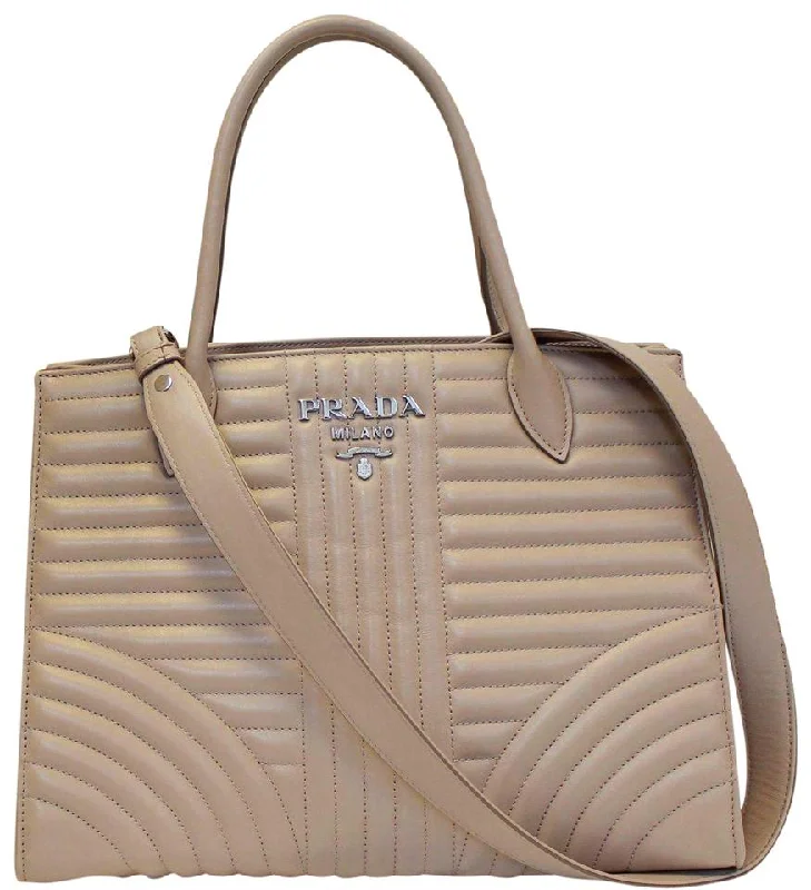 Prada Diagramme Leather Tote Nude Shoulder Bag